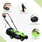 14 Inch Green Electric Push Lawn Corded Mower with 3 Level Adjustable Cutting Height